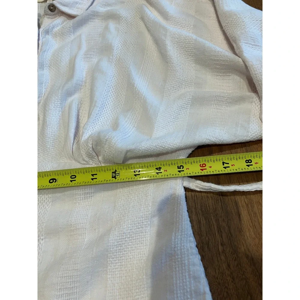 Free‎ People Pink Textured Button Front Mini Dress Side Tie Long Sleeve Medium